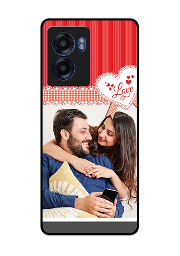 Realme Narzo 50 5G Custom Glass Mobile Case - Red Love Pattern Design