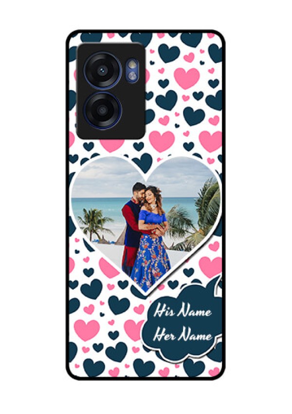 Realme Narzo 50 5G Custom Glass Phone Case - Pink & Blue Heart Design
