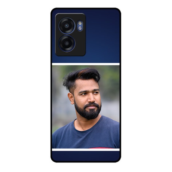 Realme Narzo 50 5G Personalized Glass Phone Case - Simple Royal Blue Design Realme Narzo 50 5G Personalized Glass Phone Case - Simple Royal Blue Design