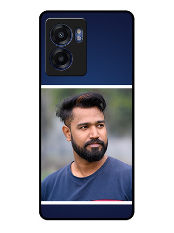 Custom Realme Narzo 50 5G Personalized Glass Phone Case - Simple Royal Blue Design