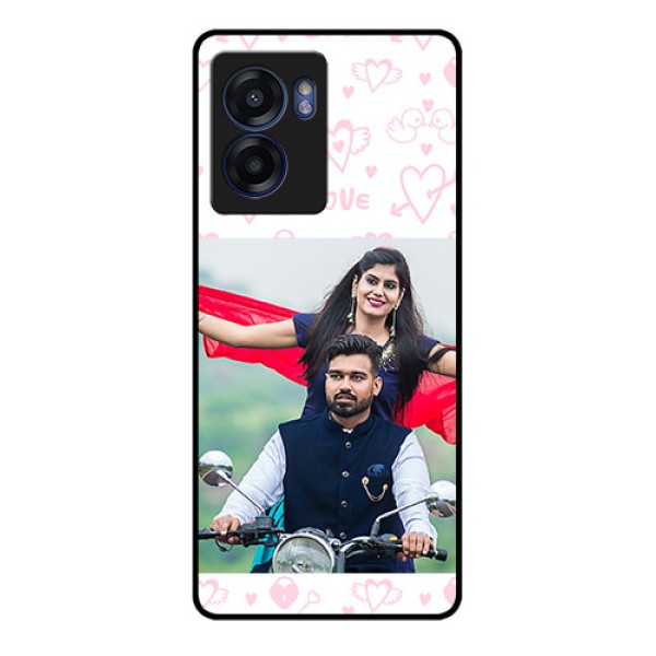 Realme Narzo 50 5G Custom Glass Mobile Case - Pink Flying Heart Design Realme Narzo 50 5G Custom Glass Mobile Case - Pink Flying Heart Design