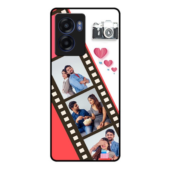 Realme Narzo 50 5G Personalized Glass Phone Case - 3 Image Holder with Film Reel Realme Narzo 50 5G Personalized Glass Phone Case - 3 Image Holder with Film Reel