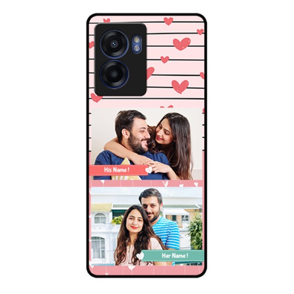 Realme Narzo 50 5G Custom Glass Mobile Case - Photo with Heart Design Realme Narzo 50 5G Custom Glass Mobile Case - Photo with Heart Design