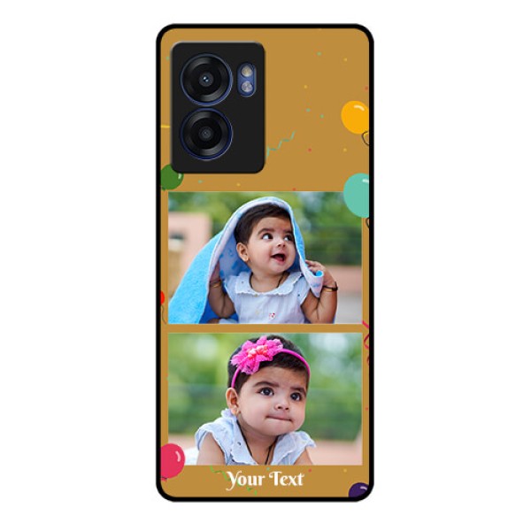 Realme Narzo 50 5G Personalized Glass Phone Case - Image Holder with Birthday Celebrations Design