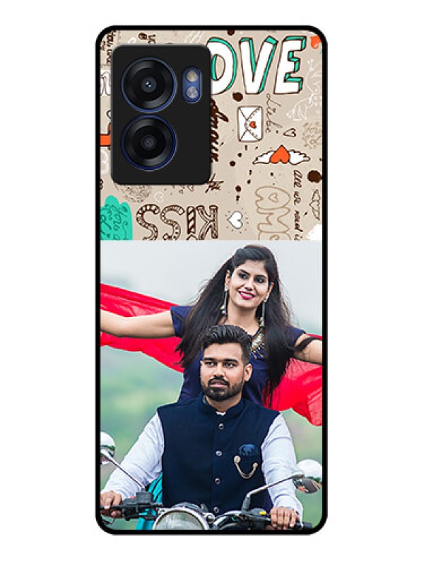 Custom Realme Narzo 50 5G Custom Glass Phone Case - Love Doodle Pattern