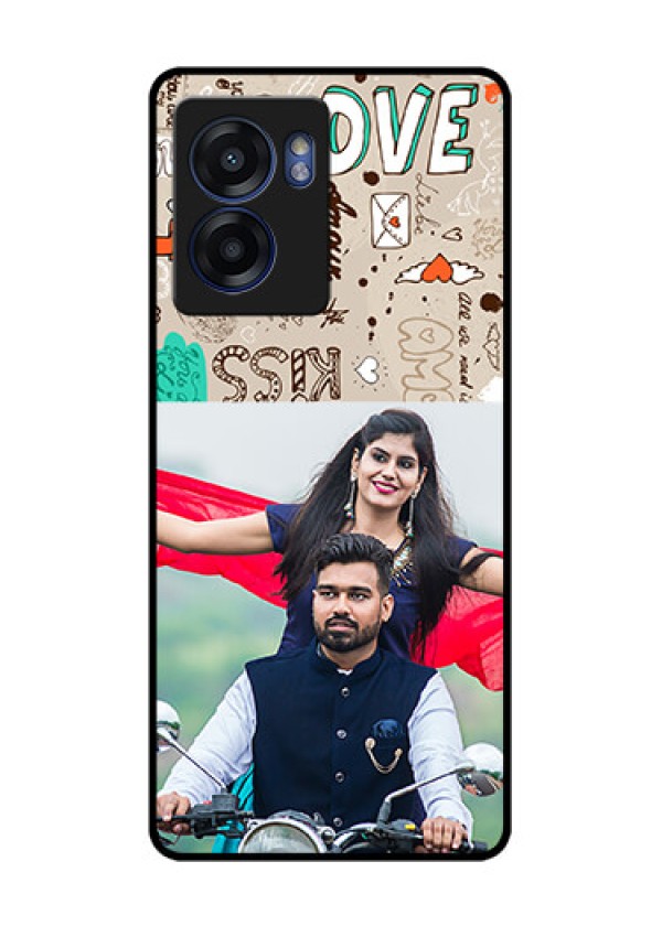 Realme Narzo 50 5G Custom Glass Phone Case - Love Doodle Pattern