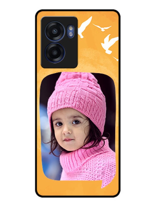 Custom Realme Narzo 50 5G Personalized Glass Phone Case - Water Color Design with Bird Icons