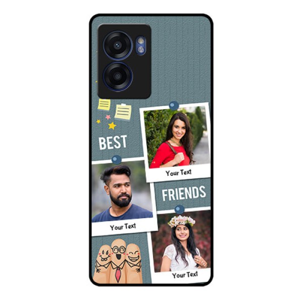 Realme Narzo 50 5G Personalized Glass Phone Case - Sticky Frames and Friendship Design Realme Narzo 50 5G Personalized Glass Phone Case - Sticky Frames and Friendship Design