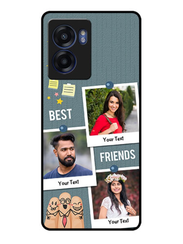 Custom Realme Narzo 50 5G Personalized Glass Phone Case - Sticky Frames and Friendship Design