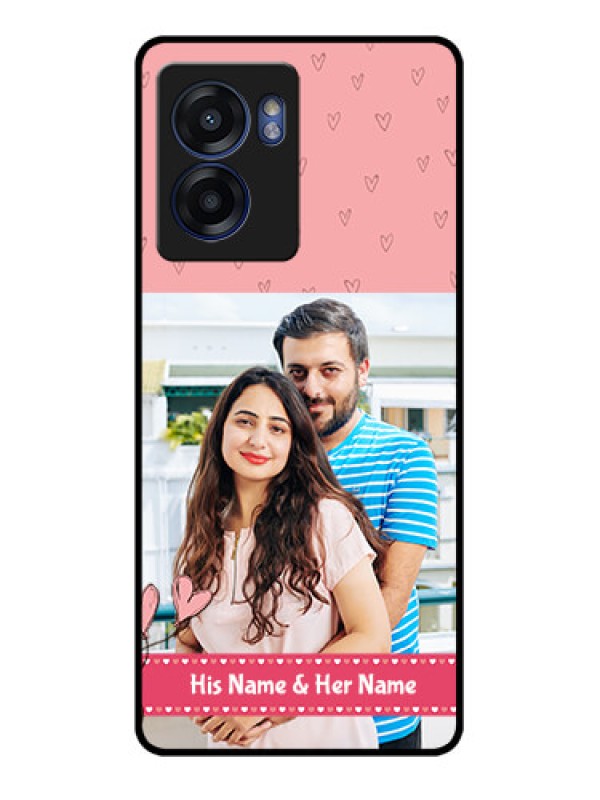 Custom Realme Narzo 50 5G Personalized Glass Phone Case - Love Design Peach Color