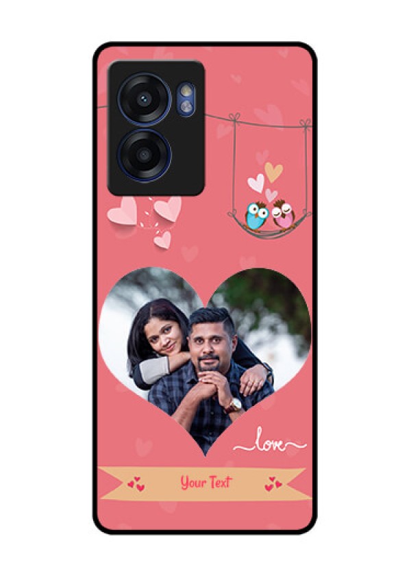 Realme Narzo 50 5G Personalized Glass Phone Case - Peach Color Love Design