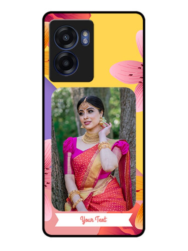 Custom Realme Narzo 50 5G Custom Glass Mobile Case - 3 Image With Vintage Floral Design