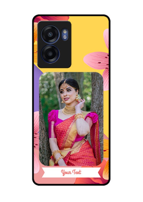 Realme Narzo 50 5G Custom Glass Mobile Case - 3 Image With Vintage Floral Design