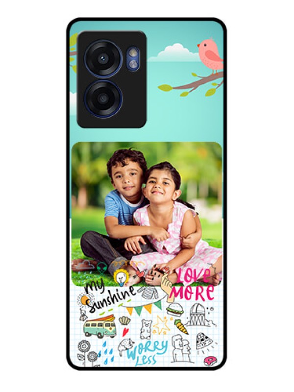 Custom Realme Narzo 50 5G Photo Printing on Glass Case - Doodle love Design