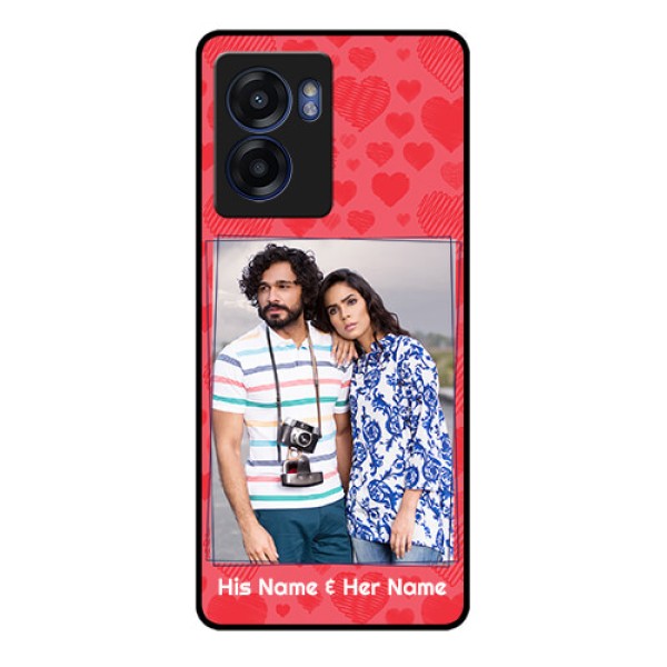 Realme Narzo 50 5G Photo Printing on Glass Case - with Red Heart Symbols Design Realme Narzo 50 5G Photo Printing on Glass Case - with Red Heart Symbols Design