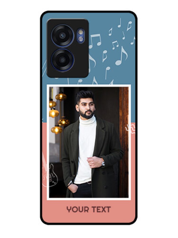 Custom Realme Narzo 50 5G Photo Printing on Glass Case - with Color Musical Note Design