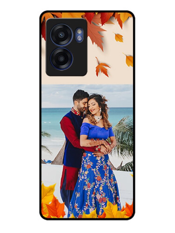 Custom Realme Narzo 50 5G Photo Printing on Glass Case - Autumn Maple Leaves Design