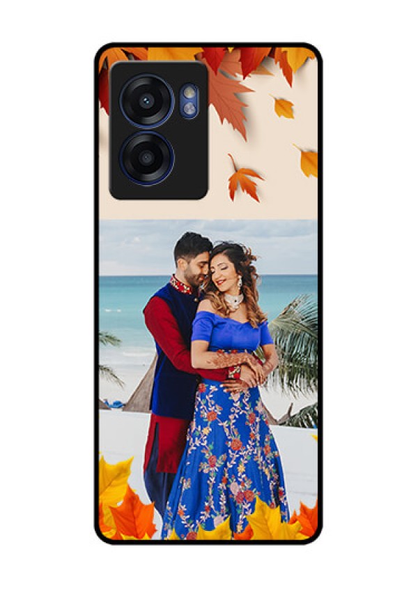 Realme Narzo 50 5G Photo Printing on Glass Case - Autumn Maple Leaves Design