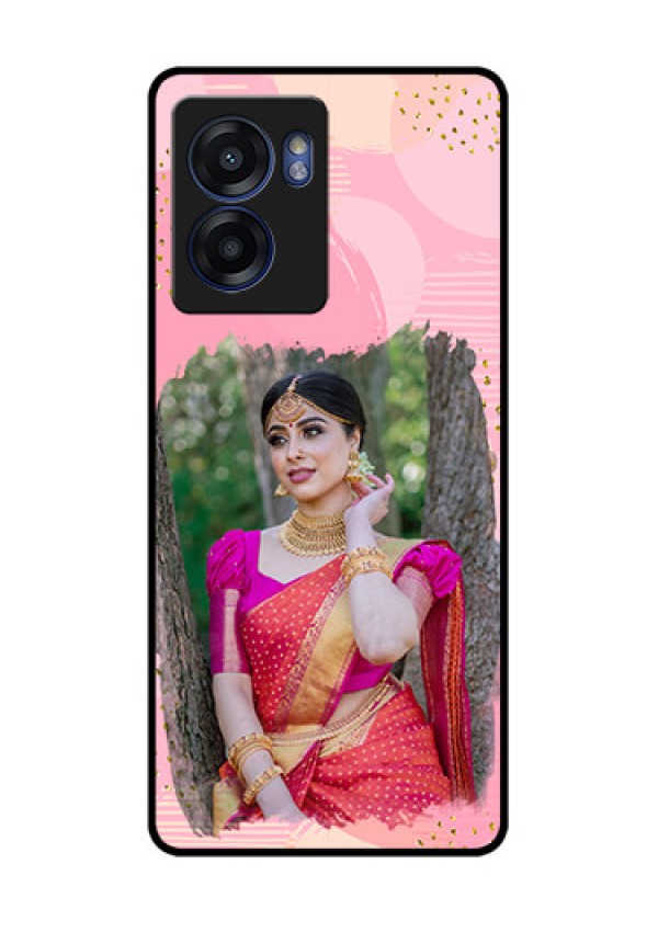 Realme Narzo 50 5G Personalized Glass Phone Case - Gold Glitter Splash Design