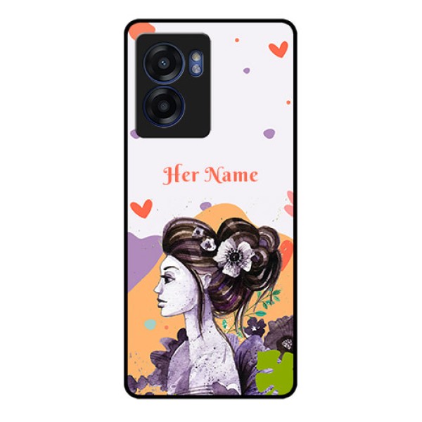 Narzo 50 5G Personalized Glass Phone Case - Woman And Nature Design