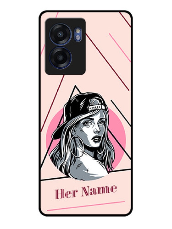 Custom Narzo 50 5G Personalized Glass Phone Case - Rockstar Girl Design