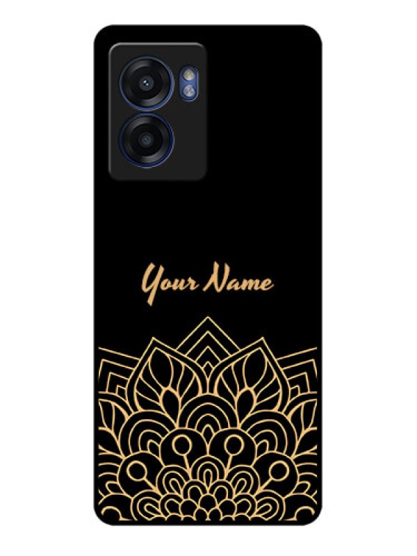 Custom Narzo 50 5G Custom Glass Phone Case - Golden mandala Design