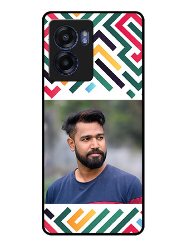 Custom Narzo 50 5G Personalized Glass Phone Case - Colorful Maze Pattern Design