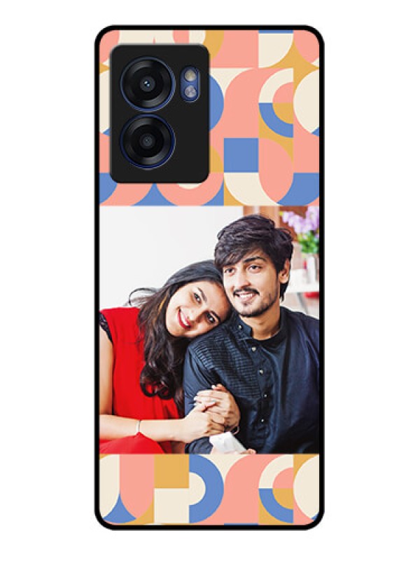 Custom Narzo 50 5G Photo Printing on Glass Case - Semi-circle Maze Pattern Design