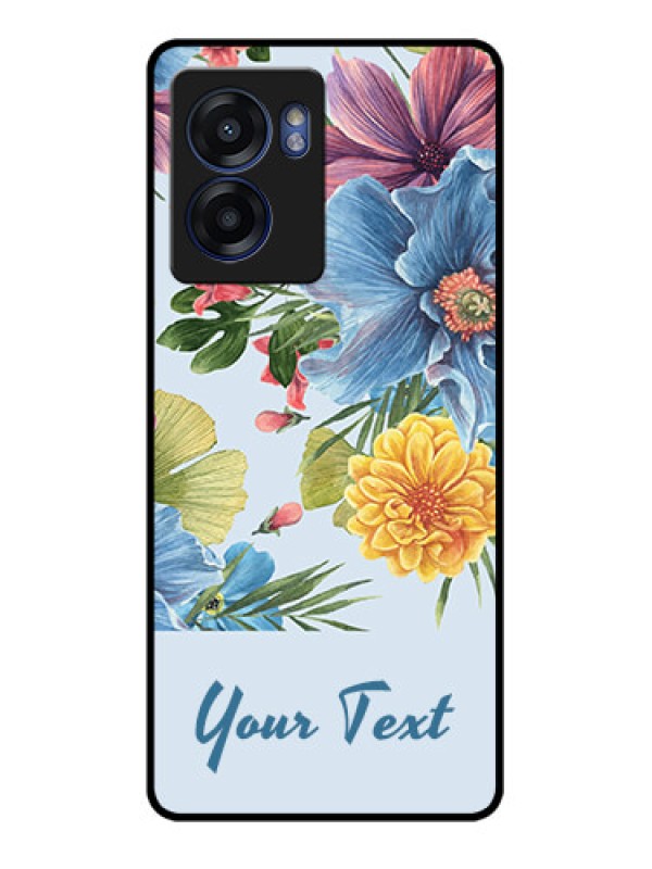 Custom Narzo 50 5G Custom Glass Mobile Case - Stunning Watercolored Flowers Painting Design