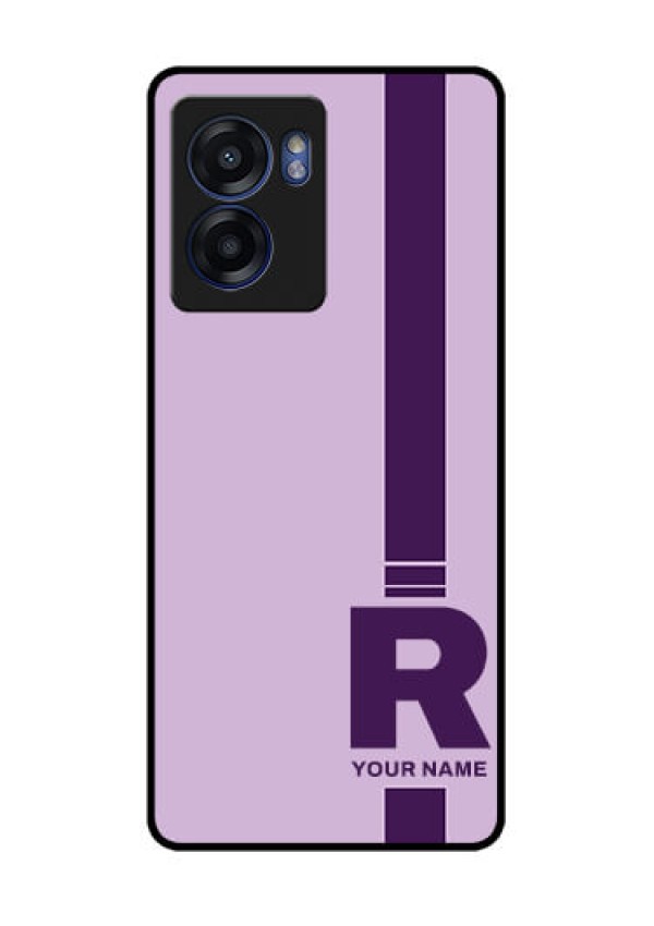 Narzo 50 5G Photo Printing on Glass Case - Simple dual tone stripe with name Design