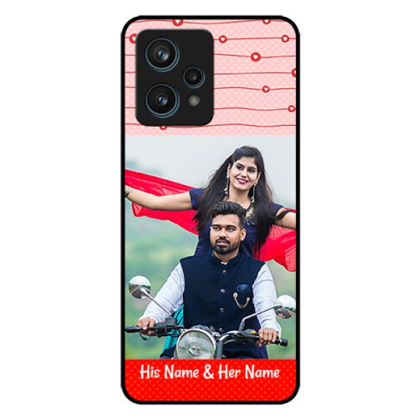 Narzo 50 Pro 5G Personalized Glass Phone Case - Red Pattern Case Design