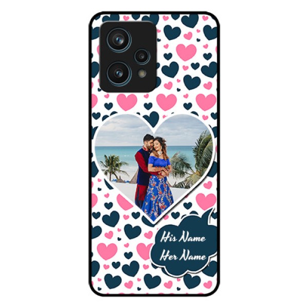 Narzo 50 Pro 5G Custom Glass Phone Case - Pink & Blue Heart Design Narzo 50 Pro 5G Custom Glass Phone Case - Pink & Blue Heart Design