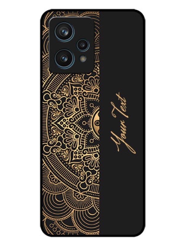 Custom Narzo 50 Pro 5G Photo Printing on Glass Case - Mandala art with custom text Design