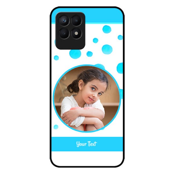 Realme Narzo 50 Photo Printing on Glass Case - Blue Bubbles Pattern Design Realme Narzo 50 Photo Printing on Glass Case - Blue Bubbles Pattern Design