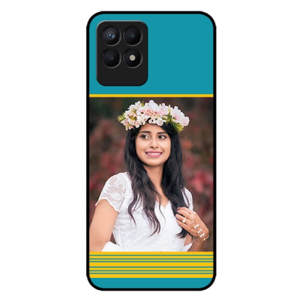 Realme Narzo 50 Custom Glass Phone Case - Yellow & Blue Design