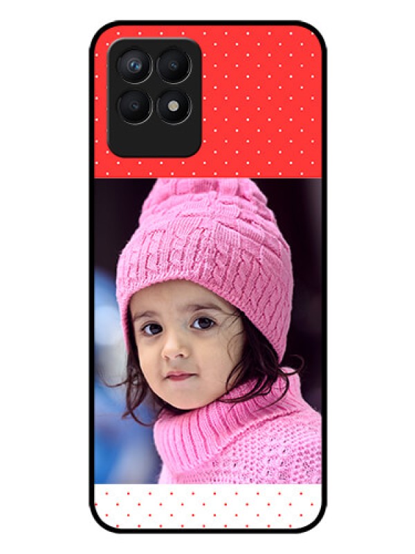 Custom Realme Narzo 50 Photo Printing on Glass Case - Red Pattern Design