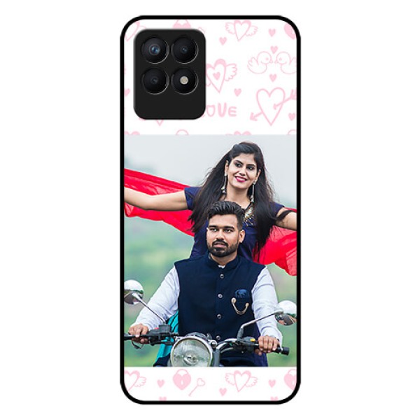 Realme Narzo 50 Custom Glass Mobile Case - Pink Flying Heart Design Realme Narzo 50 Custom Glass Mobile Case - Pink Flying Heart Design