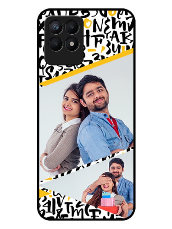 Custom Realme Narzo 50 Custom Glass Mobile Case - Letters Pattern Design