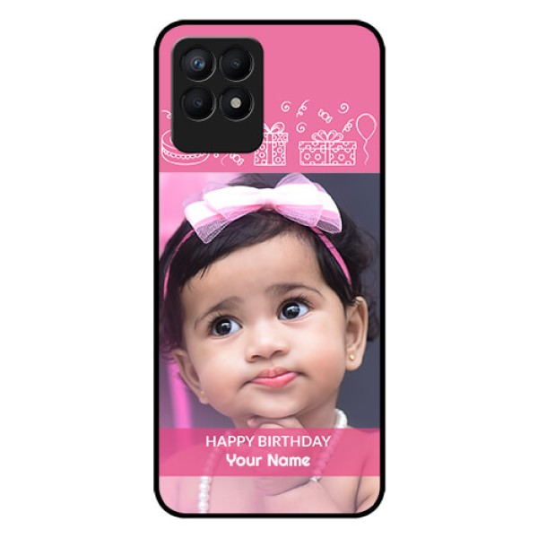 Realme Narzo 50 Photo Printing on Glass Case - with Birthday Line Art Design Realme Narzo 50 Photo Printing on Glass Case - with Birthday Line Art Design