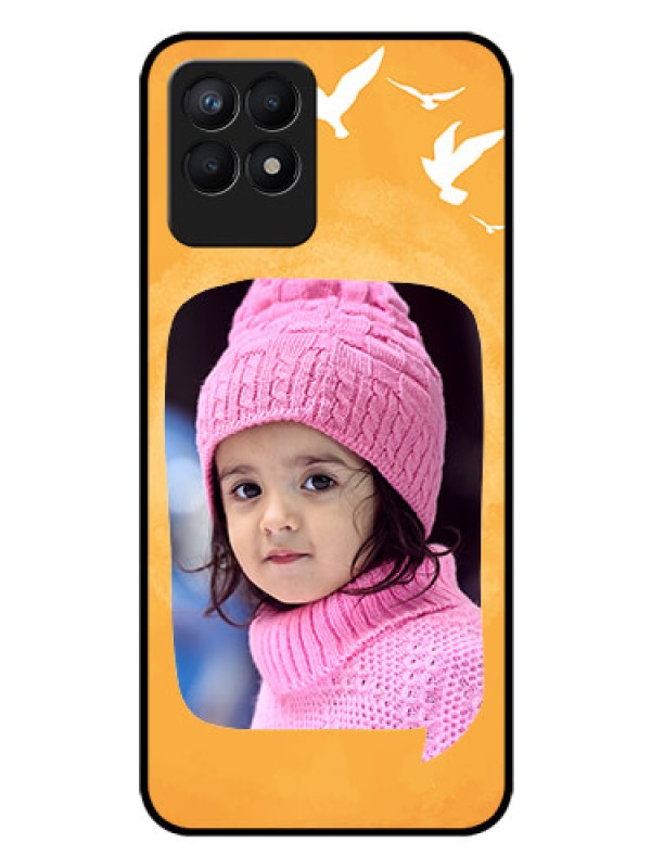 Custom Realme Narzo 50 Personalized Glass Phone Case - Water Color Design with Bird Icons