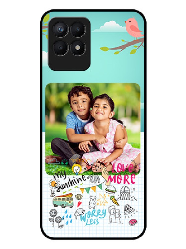 Custom Realme Narzo 50 Photo Printing on Glass Case - Doodle love Design