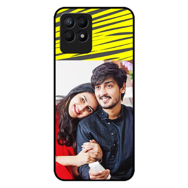 Realme Narzo 50 Photo Printing on Glass Case - Yellow Abstract Design
