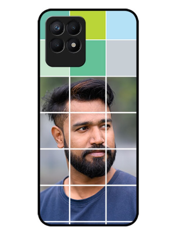 Custom Realme Narzo 50 Photo Printing on Glass Case - with white box pattern