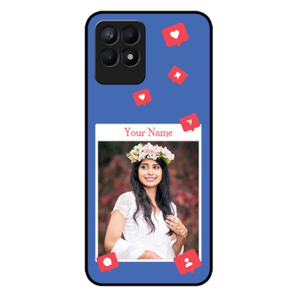 Narzo 50 Custom Glass Phone Case - Like Share And Comment Design