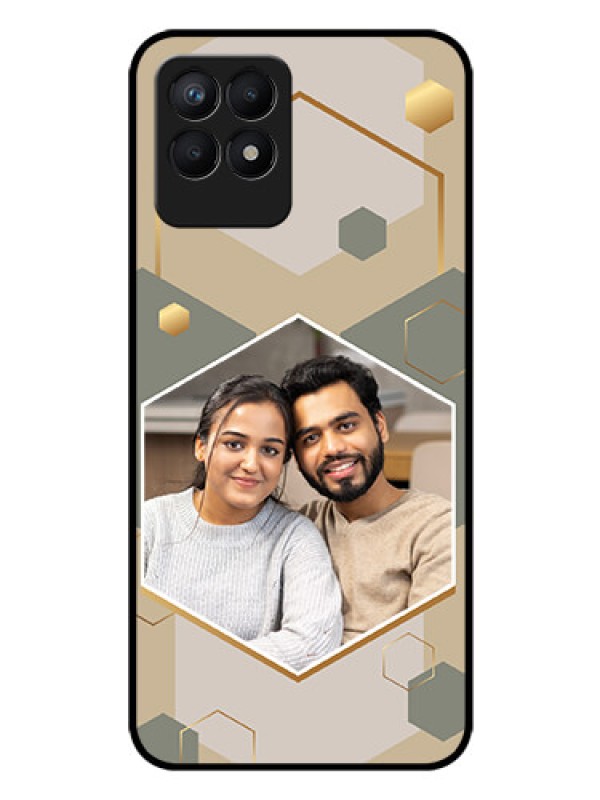 Custom Narzo 50 Photo Printing on Glass Case - Stylish Hexagon Pattern Design