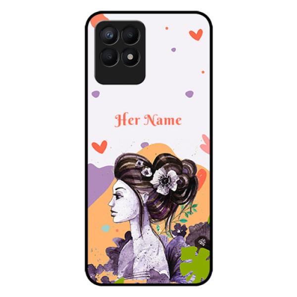 Narzo 50 Personalized Glass Phone Case - Woman And Nature Design