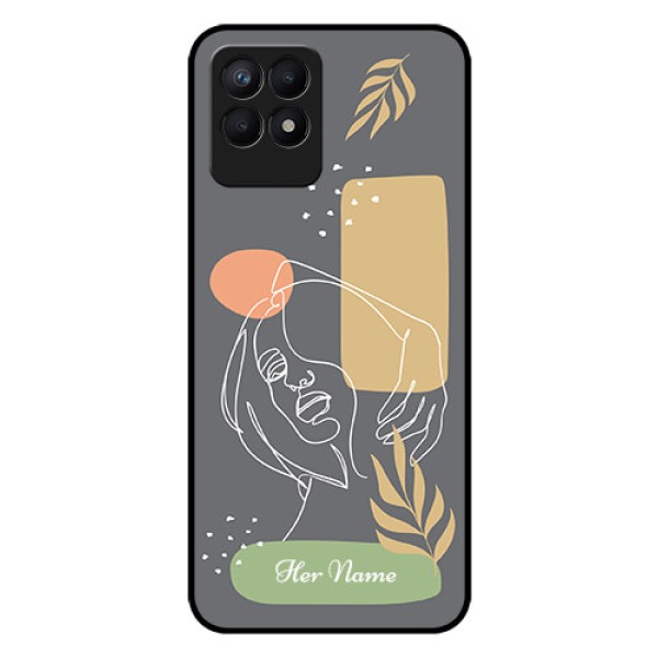 Narzo 50 Custom Glass Phone Case - Gazing Woman line art Design Narzo 50 Custom Glass Phone Case - Gazing Woman line art Design