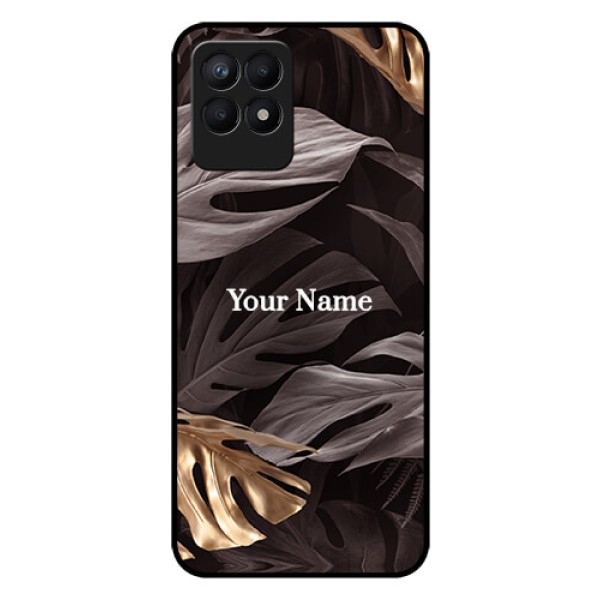 Narzo 50 Personalised Glass Phone Case - Wild Leaves digital paint Design