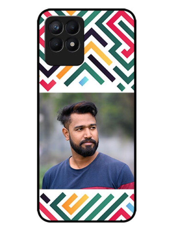 Custom Narzo 50 Personalized Glass Phone Case - Colorful Maze Pattern Design