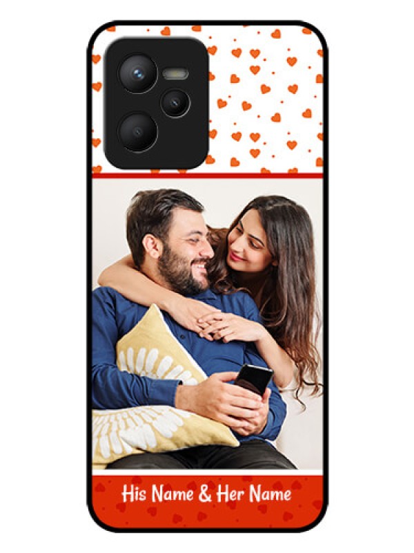 Custom Narzo 50A Prime Custom Glass Phone Case - Orange Love Symbol Design